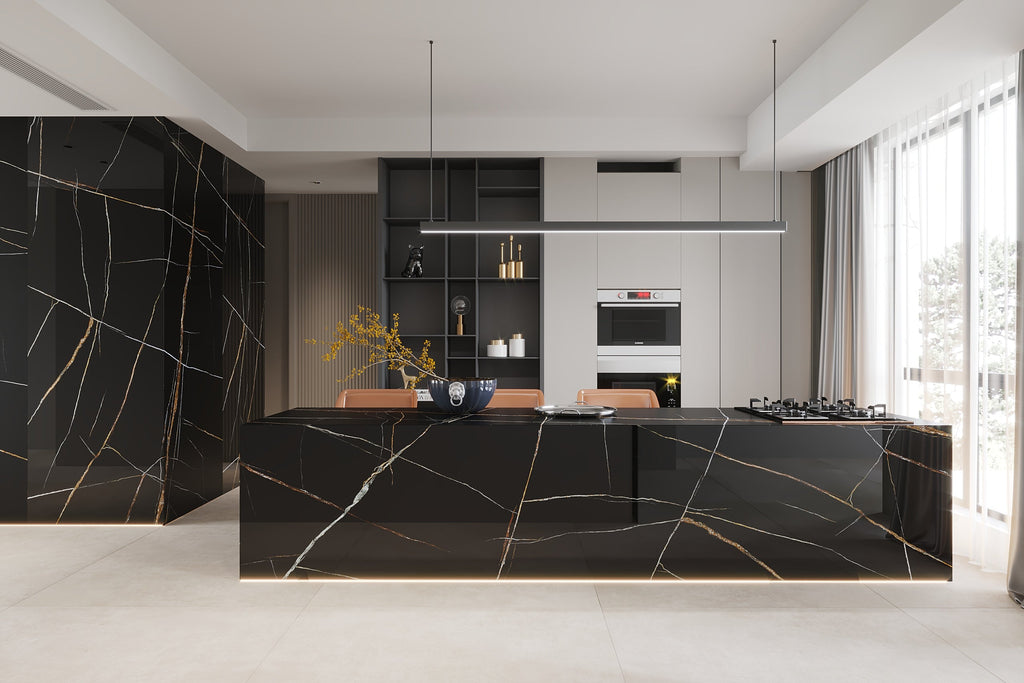64"x 128" Bamboo Noir Porcelain Slab