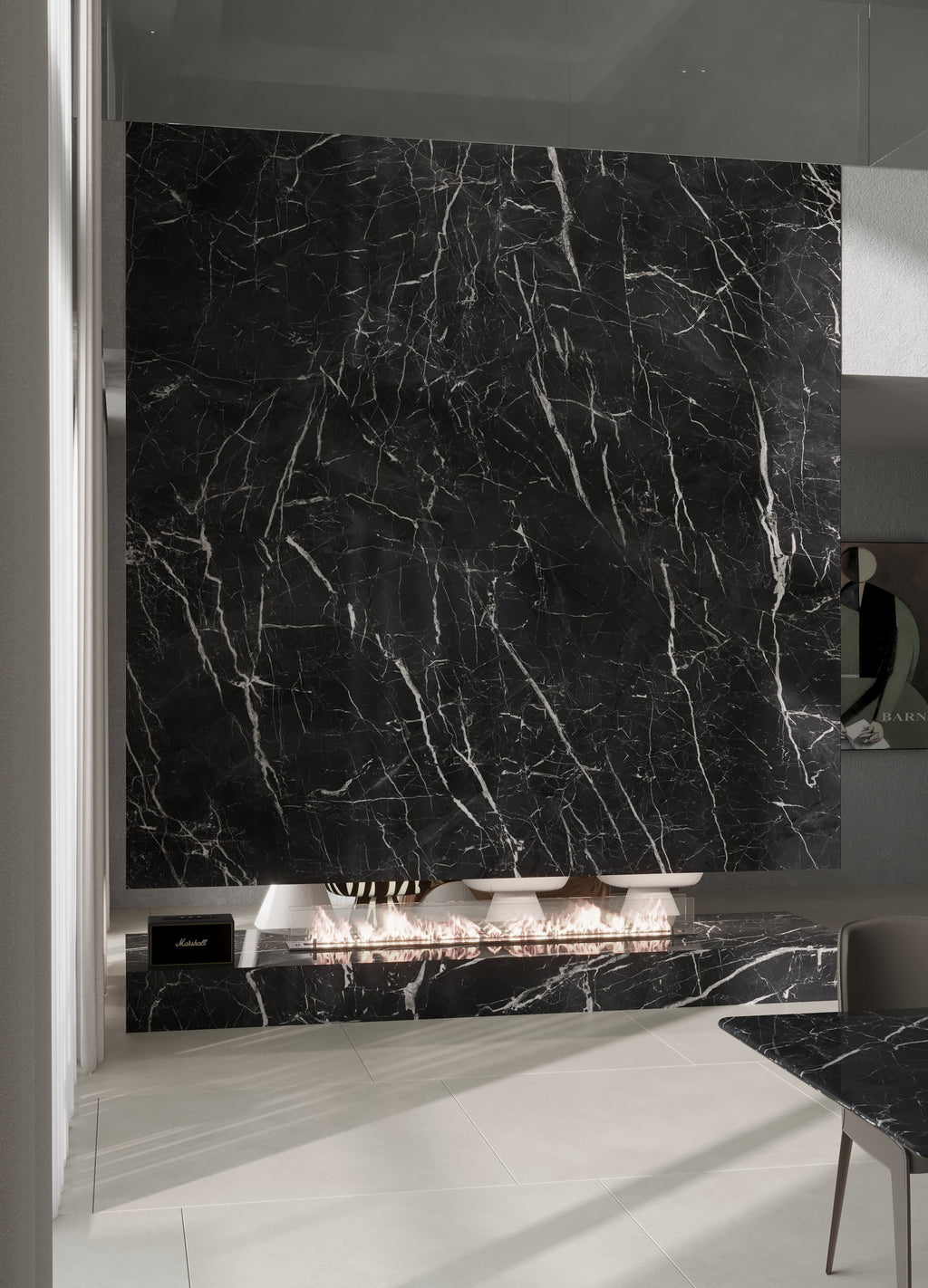 64"x 128" Nero Marquina Porcelain Slab