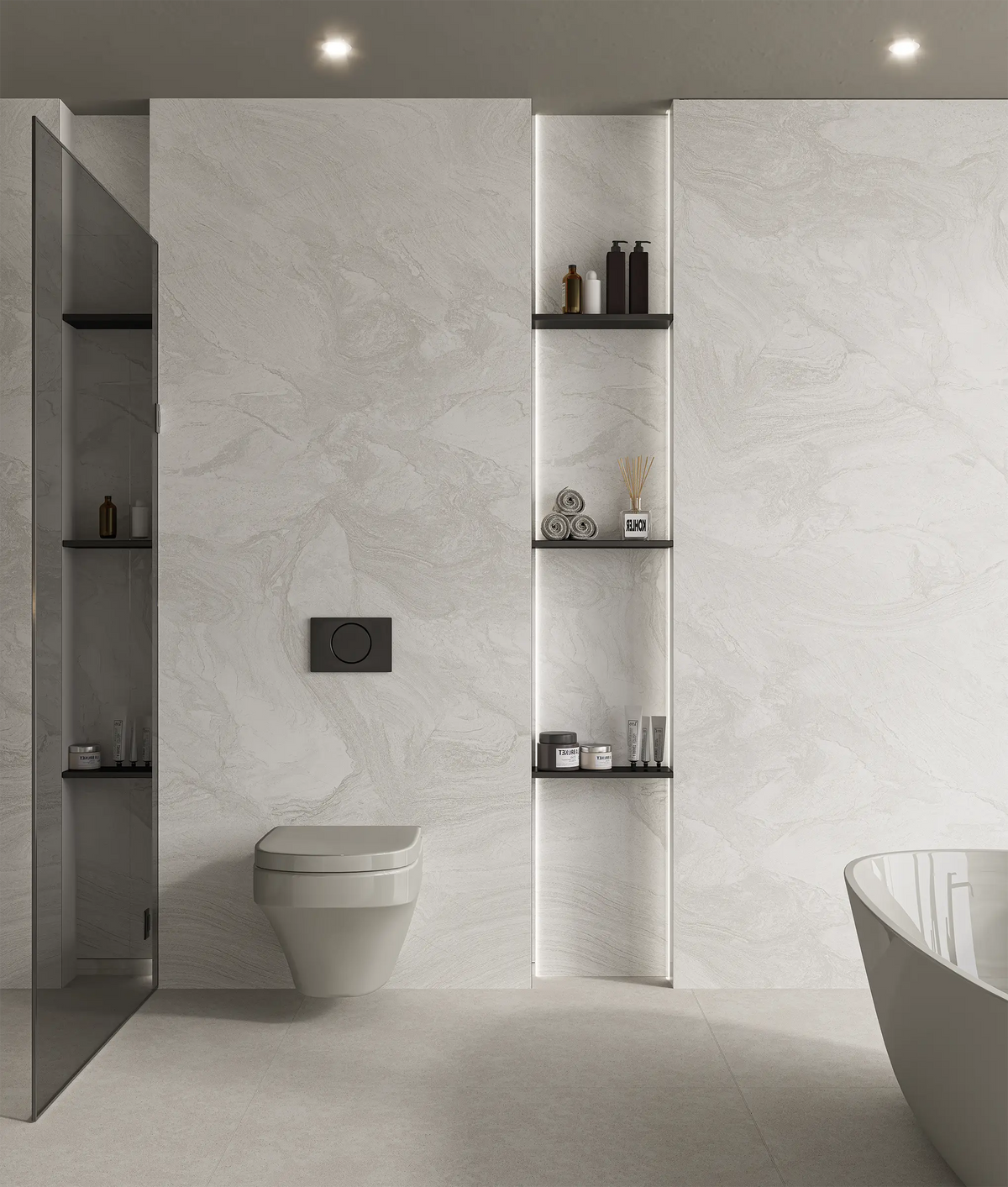 24" x 48" Atlantis White Rectified Floor Tile - factory image 18