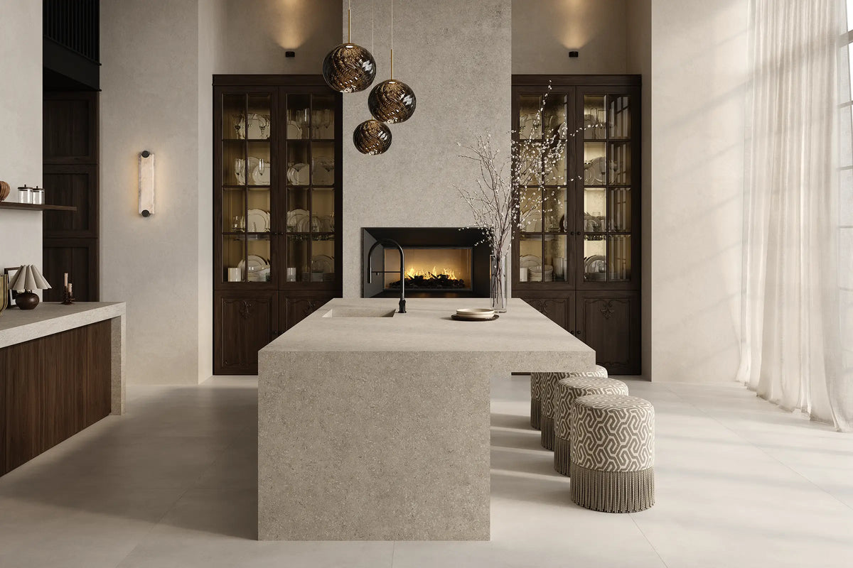 64" x 128" Pierre De Corton Ivory Matte DF Porcelain Slab - factory image 2