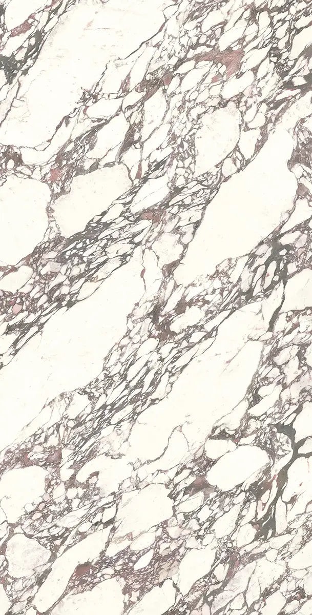 64" x 128" Arabescato Violet Polished Porcelain Slab - factory image 1