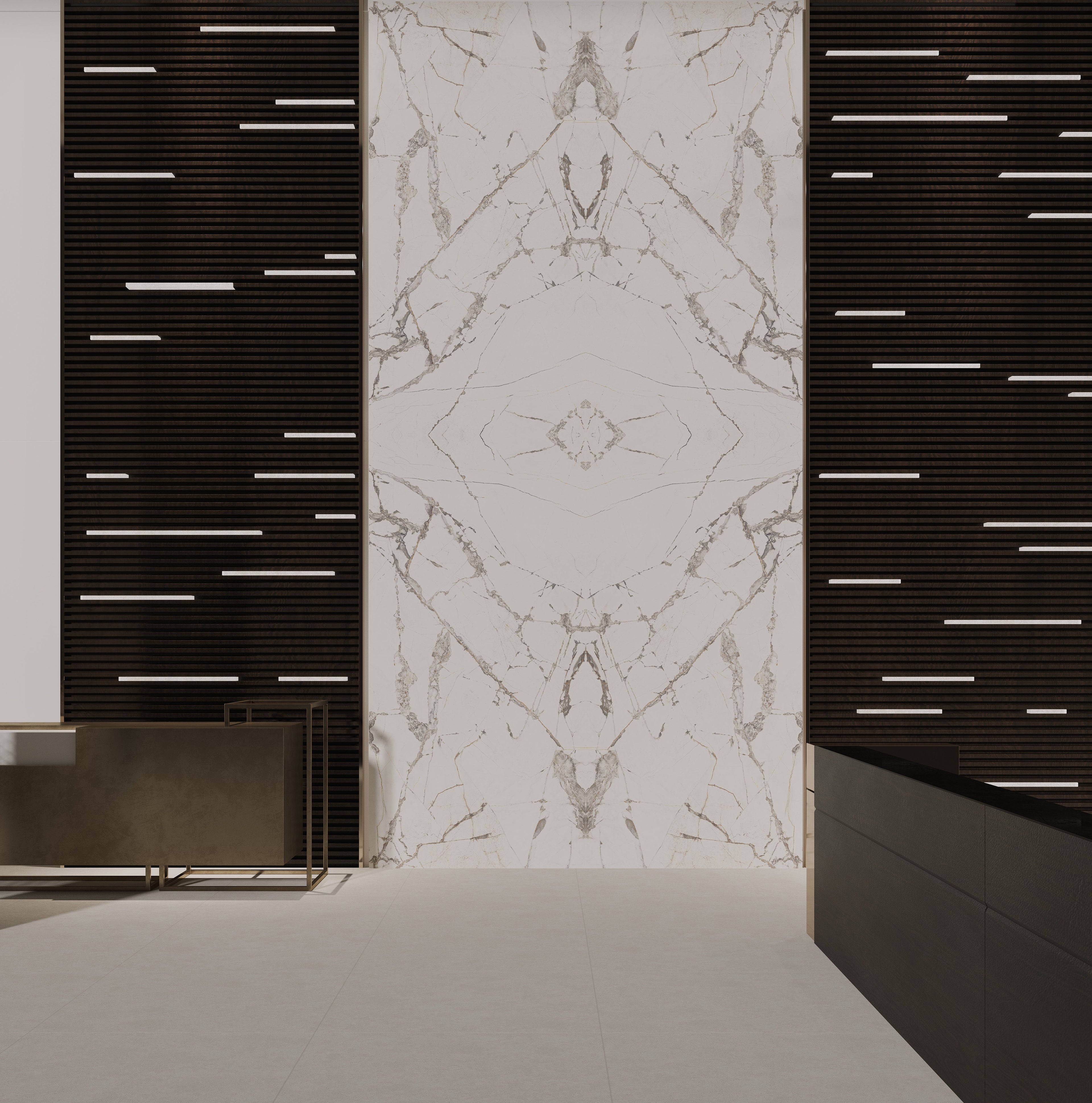 64"x 128" Invisible White Bookmatch Porcelain Slabs