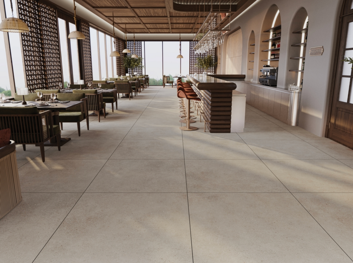 48"x48" Octavia Bone Rectified Matte Porcelain Tile