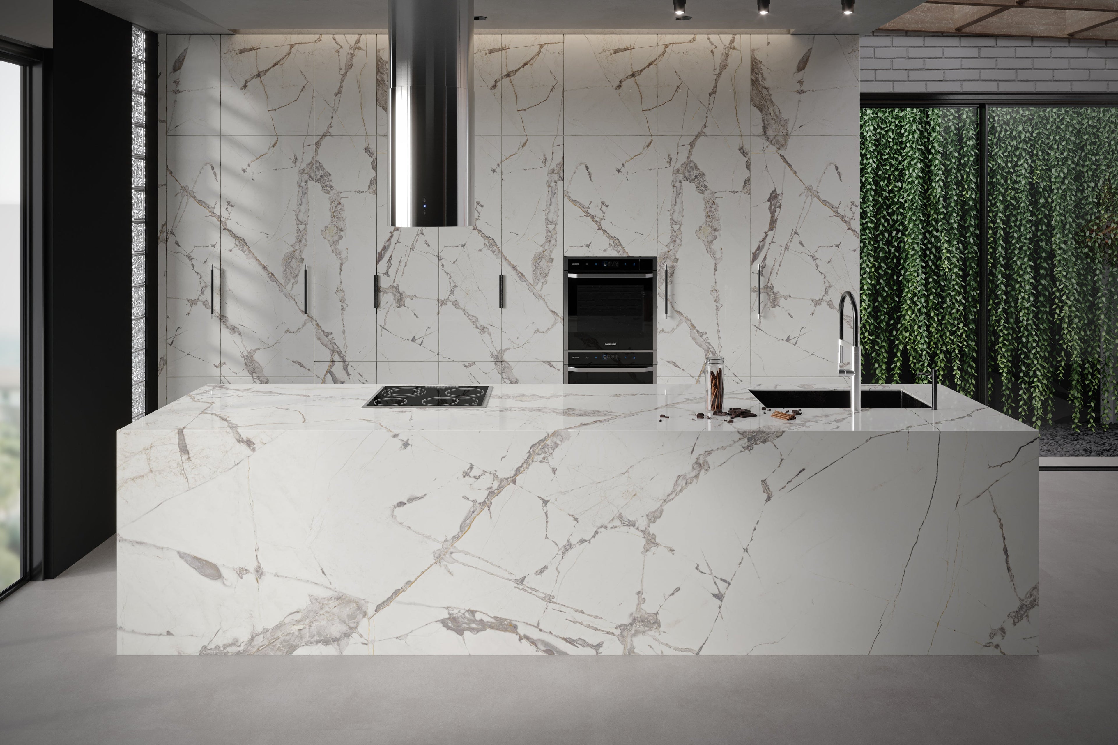 64"x 128" Invisible White Porcelain Slab