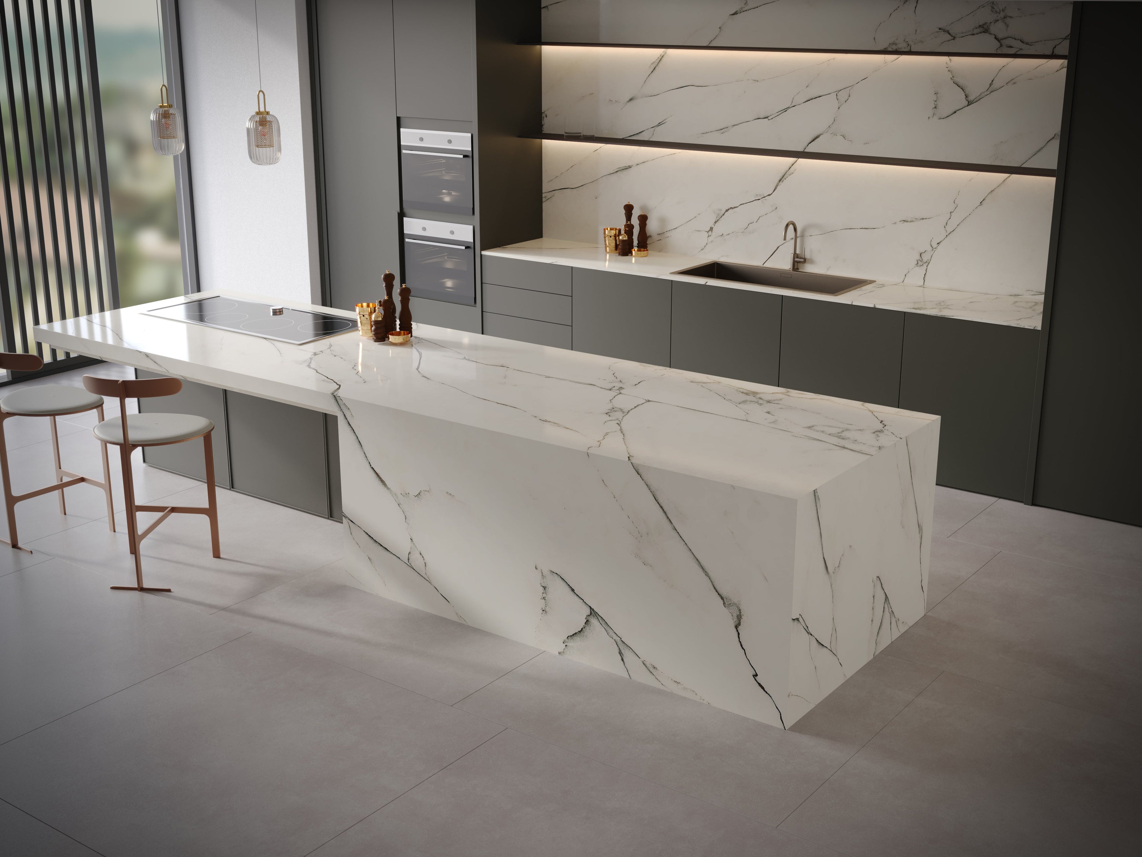 64"x 128" White Forest Porcelain Slab