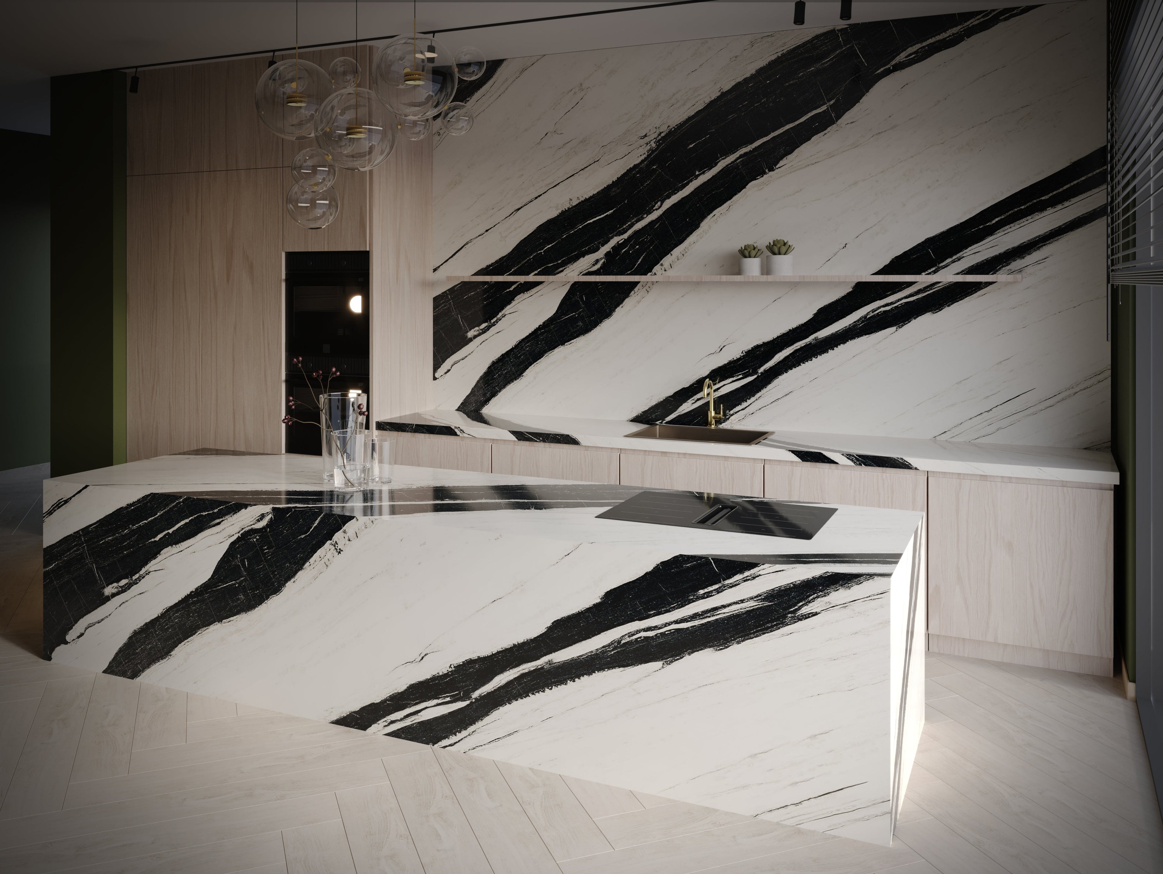 64"x 128" Panda White Porcelain Slab