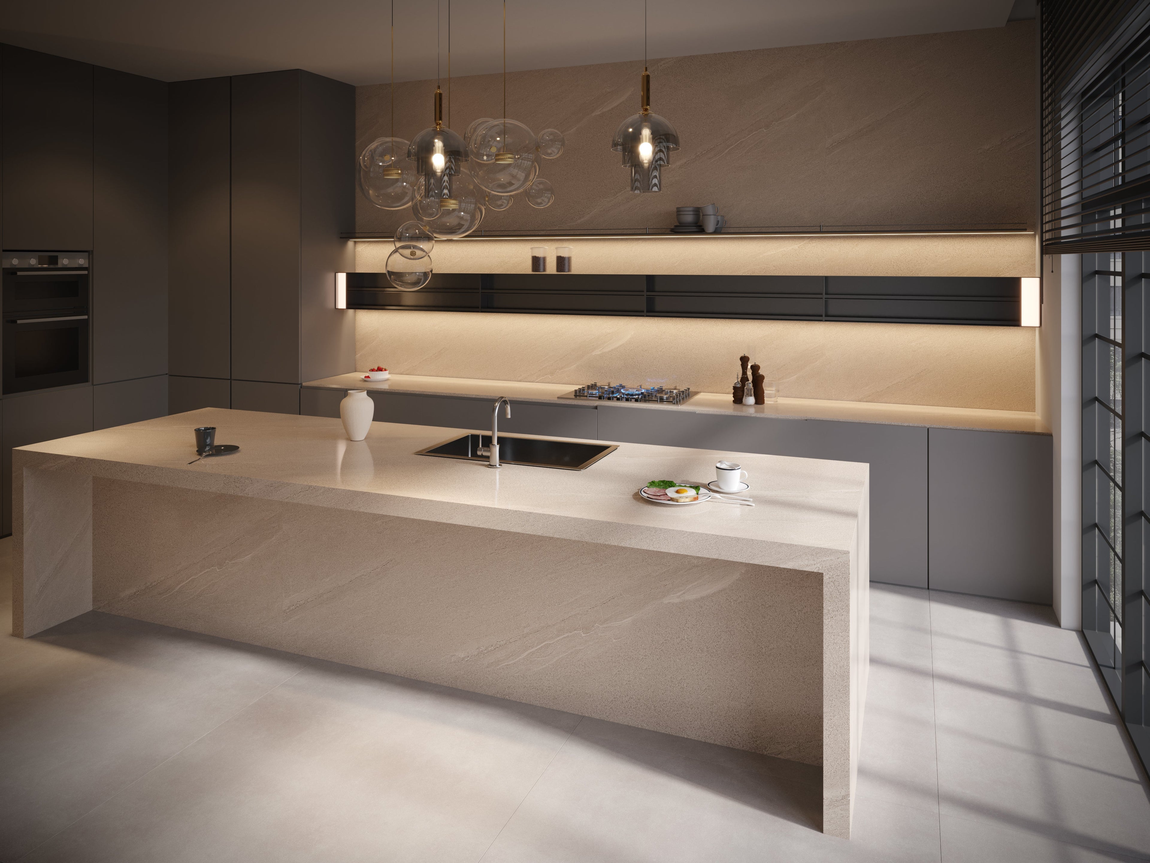 64"x 128" Luton Beige Porcelain Slab