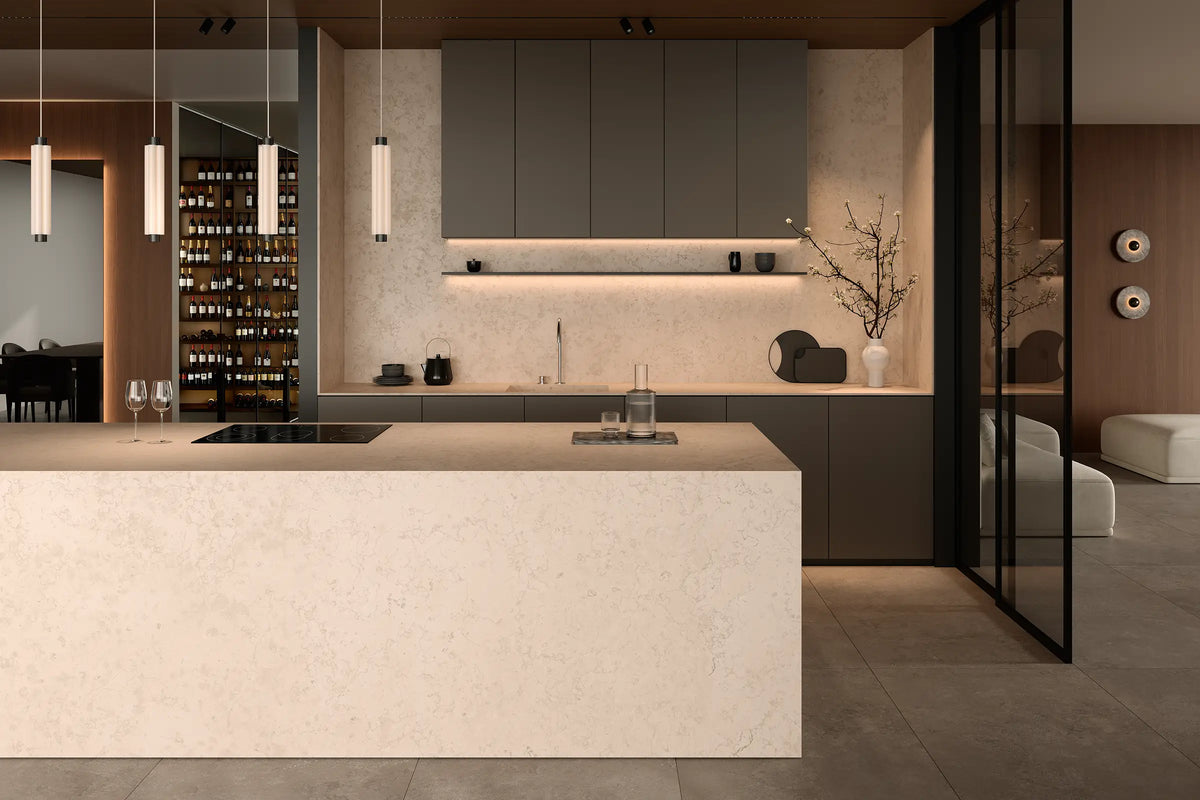 64" x 128" Luce Bone Non-rectified Matte DF 12mm Porcelain Slab - factory image 2