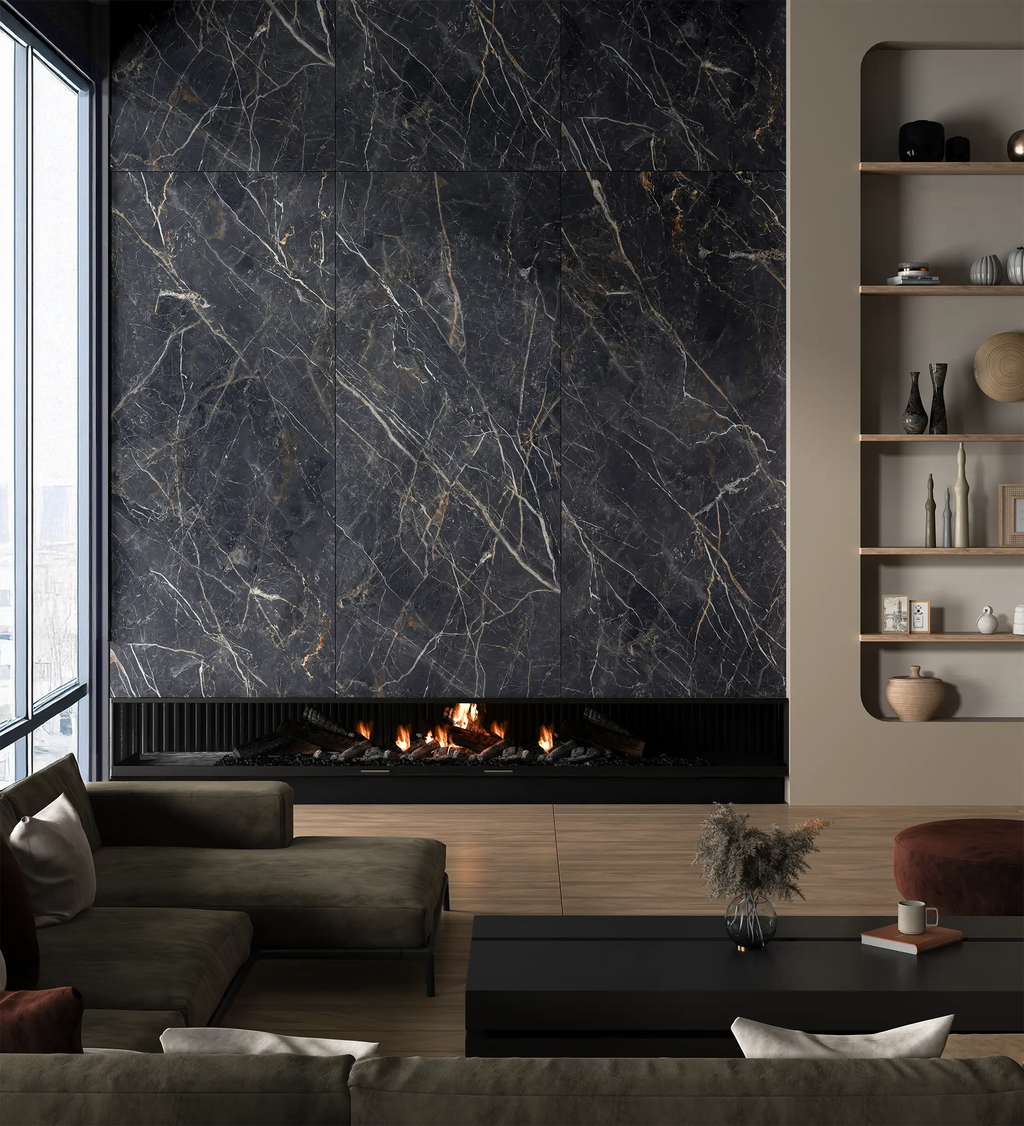 24" x 48" Cosmos Black Crystal Rectified 8mm Floor Tile - factory image 6