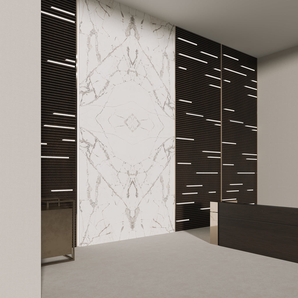 64"x 128" Invisible White Bookmatch Porcelain Slabs