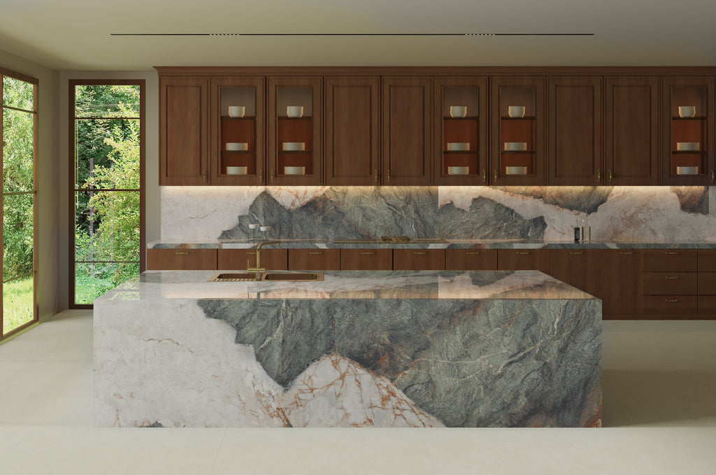 64"x 128" Iris Green Porcelain Slab