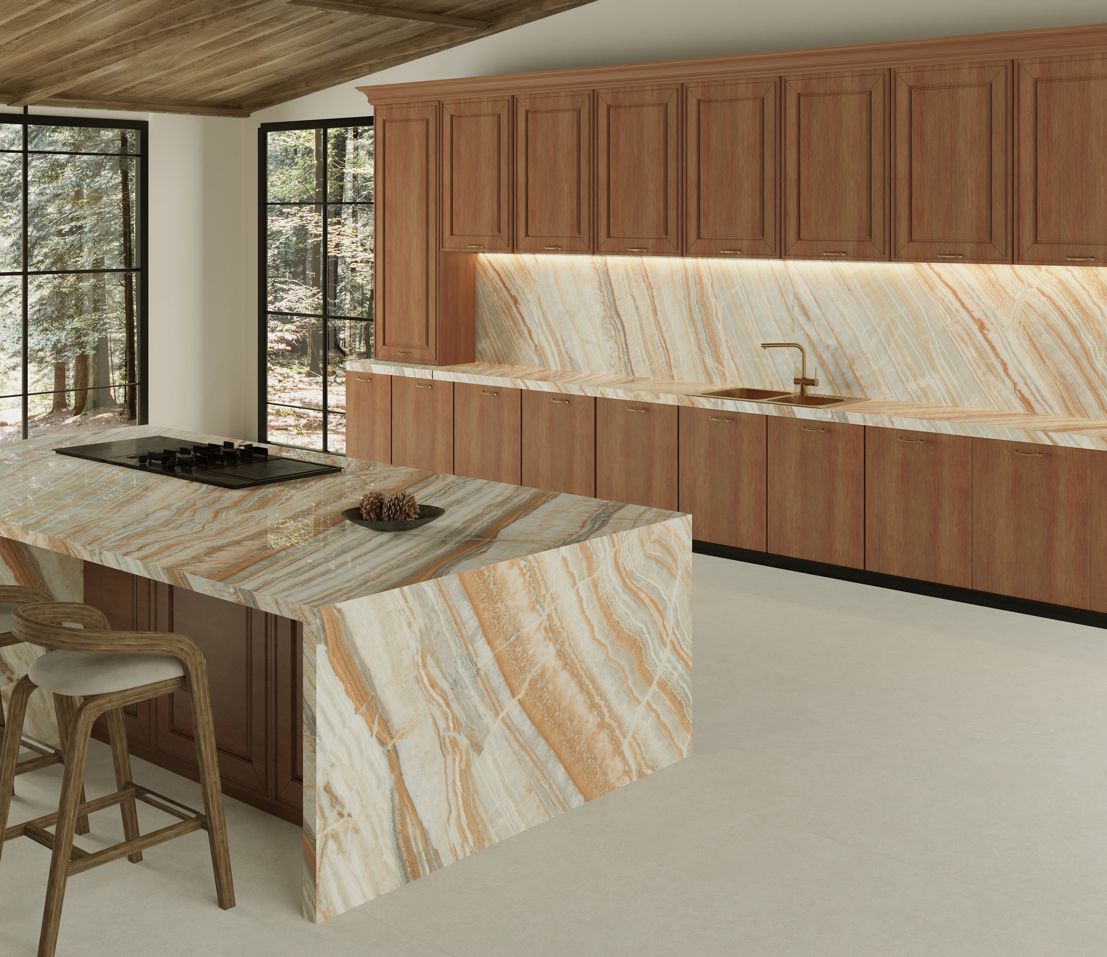 64"x 128" Onice Rainbow Porcelain Slab