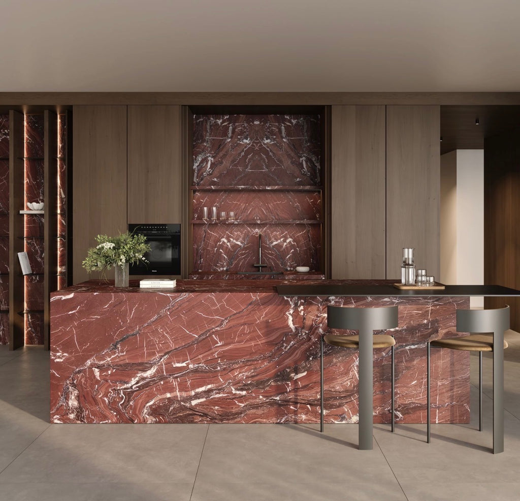 64"x128" Rosso Cardinale Porcelain Slab