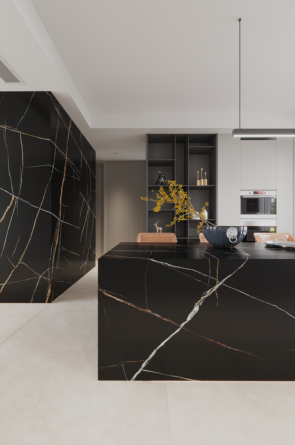 64"x 128" Bamboo Noir Porcelain Slab